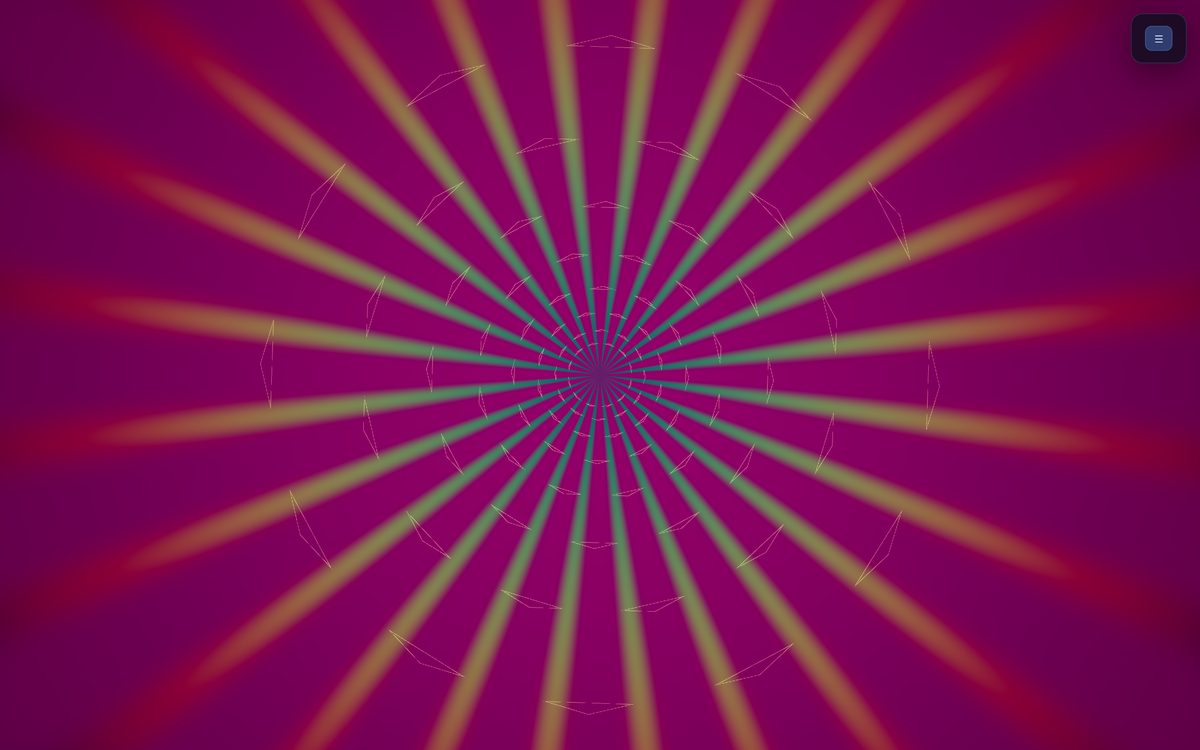 A twenty-four ray sunburst in gold and magenta radiating from a small nested star rosette